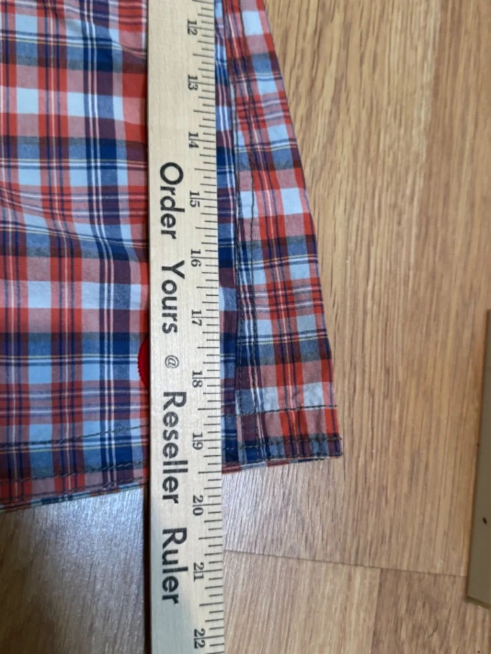 Relwen Men's Madras Board Shorts in Red and Blue